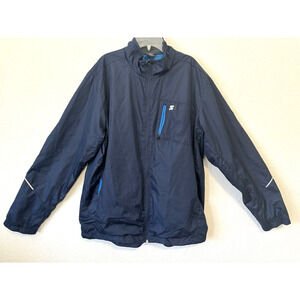 Starter Jacket Mens Larger Dark Navy Warm Up Jacket Zip Up Front Pockets‎